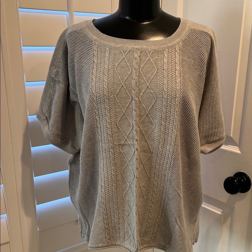 Light Gray Cable Knit Top